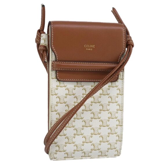CELINE Triomphe Shoulder Pouch PVC White Auth 101049M - Picture 1 of 16